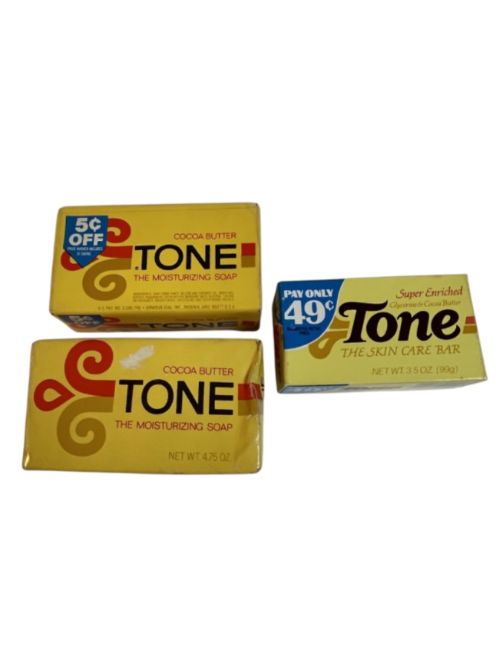Vtg Tone with Cocoa Butter Moisturizing  Skin Care Bar Soap 4.75oz 3.5 Oz Bundle